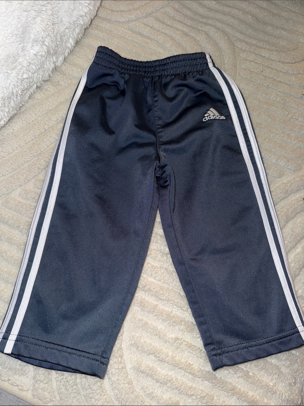 3T Adidas boys Navy Track Pants with White Stripes